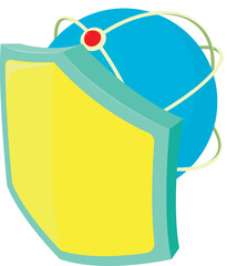 Medieval shield icon isometric vector. Medieval shield on globe grid background. Protection concept, historical period