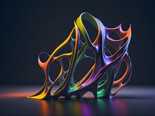 Abstract Futuristic wavy shape 3d tubes