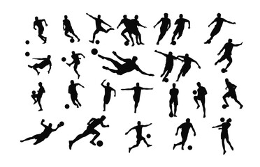 Soccer player silhouette, man with ball