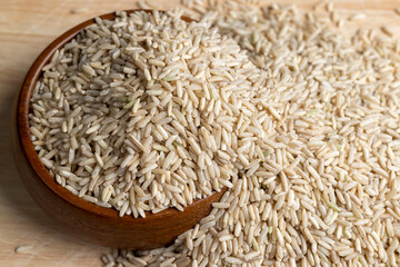 Natural brown rice for cooking healthy food