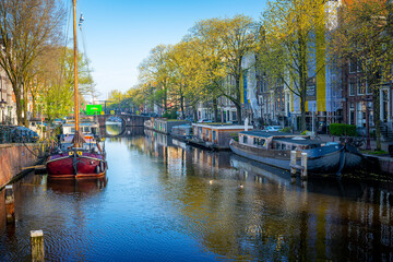 Fototapeta na wymiar Canals of Amsterdam. Amsterdam is the capital and most populous city of the Netherlands.