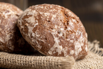 Fresh chocolate gingerbread on the kitchen table