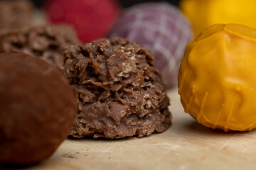 Different chocolates without packaging