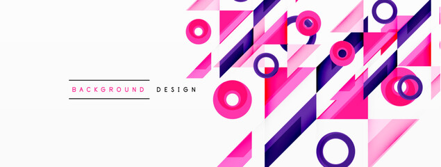 Colorful triangles and circles abstract background. Design for wallpaper, banner, background, landing page, wall art, invitation, prints, posters