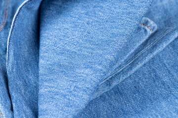 close-up of a new blue denim fabric