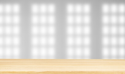 Empty wooden table and window room interior decoration background, Mock up for display of product. 