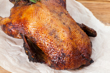 a whole duck carcass stewed in the oven