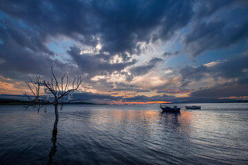 Fototapeta premium Sunset on the coast of Şakran district of Izmir province
