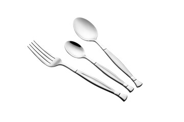 Stainless steel tableware and kitchen utensils placed on the desktop