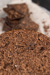 a large amount of finely crumbled milk chocolate