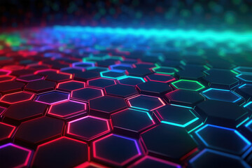 Fototapeta premium Abstract red blue green technological hexagonal