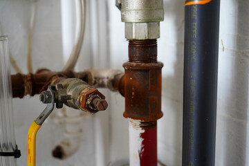 Close up of industrial pipework