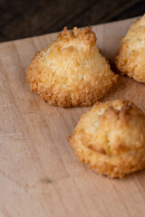 Small homemade coconut cookies made using coconut chips