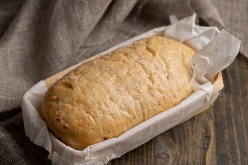 A whole wheat loaf of fresh bread