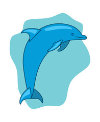 Dolphin icon, ocean life icon, flat design vector. Sea animal.