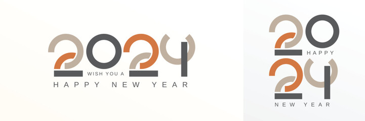 Happy new year 2024. 2024 new year with typography logo concept for calendar, banner, card, poster, flyer, cover and template social media post