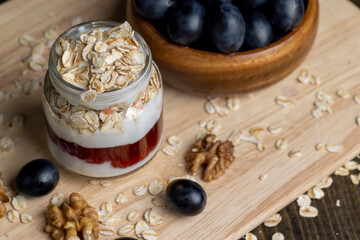 sweet yogurt with grape flavor, close up