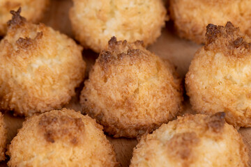 Small homemade coconut cookies made using coconut chips