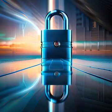Blue closed padlock which stands for security