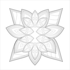 Coloring Book for adults. Hand drawn flowers in zentangle style for t-shirt design or tattoo and coloring book