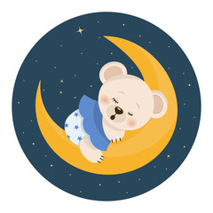 Cute cartoon baby koala in pajamas. Isolated vector illustration