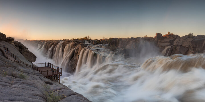 Wide angle view of the Augrabies falls in full flood on the Orangeriver in the northern cape of south africa
