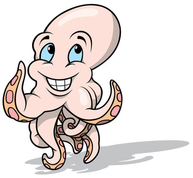 Blue-eyed Smiling Octopus with Raised Tentacles