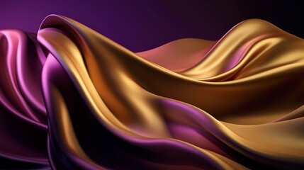 Exceptional Foundation with Wave Shinning Gold and Purple Point Silk Surface. Creative resource, AI Generated