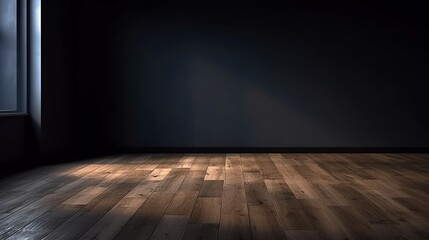 Cleanse light somber divider with shocking chiaroscuro and wooden floor. Jolt in establishment for thing presentation. Creative resource, AI Generated