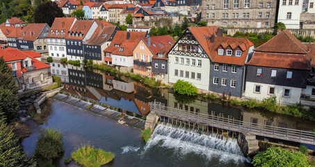 Fototapeta na wymiar aerial view of the old town kronach in bavaria germany
