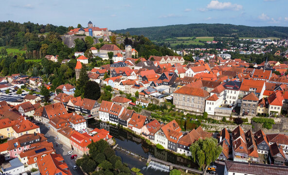 aerial view of the old town kronach in bavaria germany