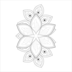 Printable Decorative Doodle flowers in black and white for coloringbook, cover or background. Hand drawn sketch for adult anti stress coloring page vector.