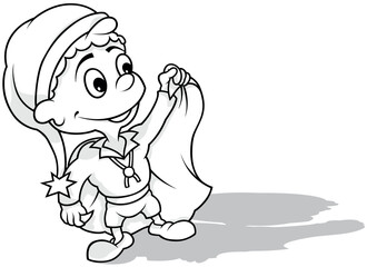 Drawing of a Cute Leprechaun with a Long Cap and Cloak