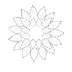 Printable Decorative Doodle flowers in black and white for coloringbook, cover or background. Hand drawn sketch for adult anti stress coloring page vector.