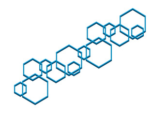 Blaue Sechseckkonturen als nahtloses Muster