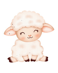 Cute baby sheep watercolor
