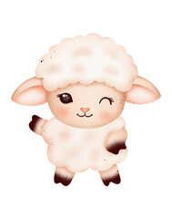 Cute baby sheep watercolor