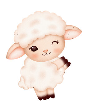 Cute baby sheep watercolor