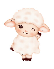 Cute baby sheep watercolor