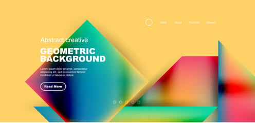 Geometric elements - squares and triangles composition background.