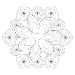 Printable Decorative Doodle flowers in black and white for coloringbook, cover or background. Hand drawn sketch for adult anti stress coloring page vector.