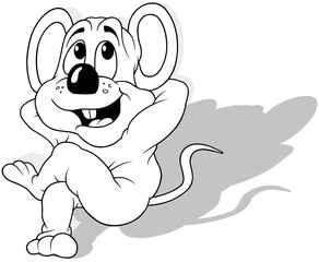 Drawing of a Cute Mouse Resting on the Ground