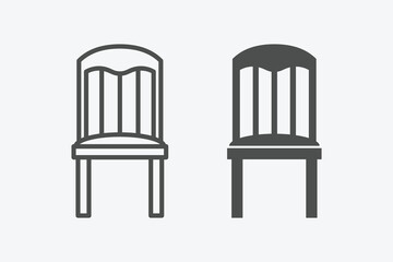 Chair vector icon set. vector linear and filled style flat furniture sign for mobile concept and web design