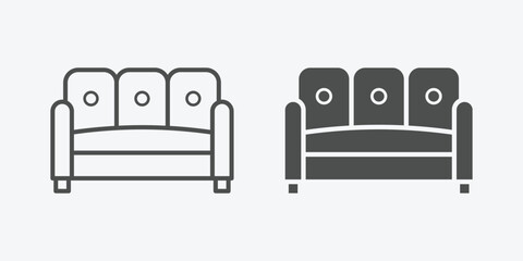 Sofa vector icon set. vector illustration of sofa isolated icon set. linear and filled style flat furniture sign for mobile concept and web design