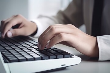 Close up of man typing something using computer while working in the office	