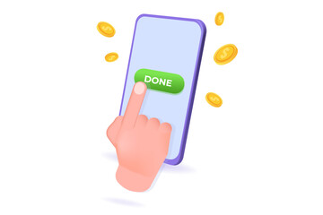 Payment approved concept. 3d realistic vector illustration.