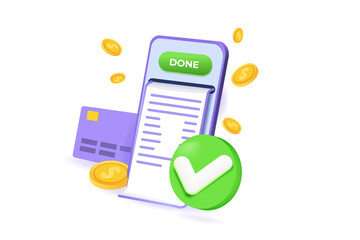Payment approved concept. 3d realistic vector illustration.