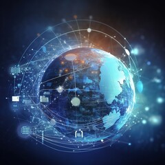 communication technology. futuristic global digital business network background. generative ai