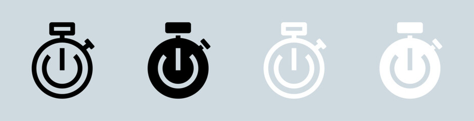Stopwatch icon set in black and white. Timer signs vector illustration.
