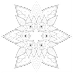 Printable Doodle flowers in monochrome for coloring page, cover, wedding invitation, greeting card, wall art isolated on white background. Hand drawn sketch for adult anti stress coloring page.